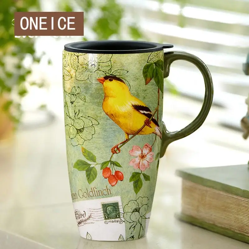 Креативная чашка кофейная керамическая большая емкость с крышкой Кружка для чая