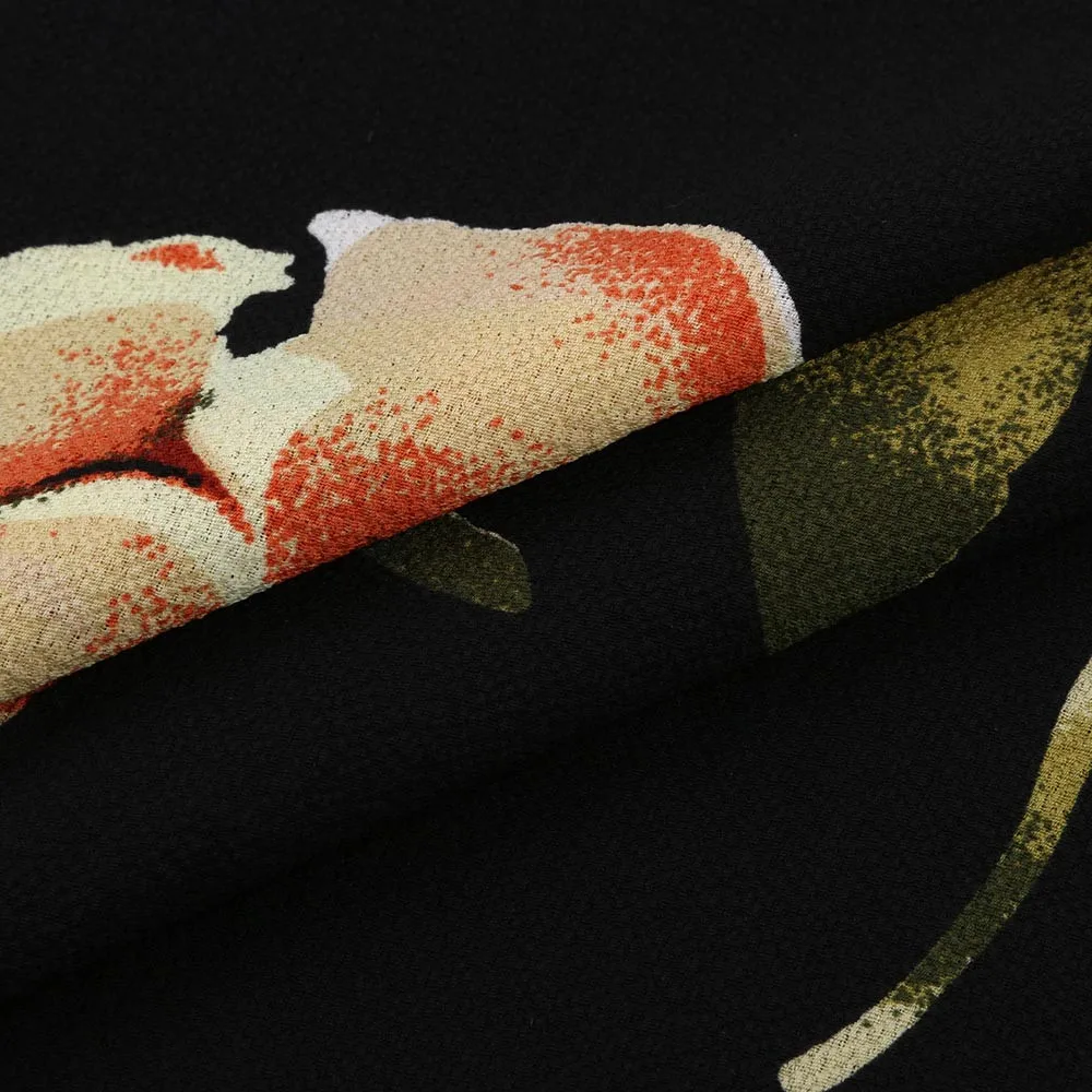 Женская Асимметричная футболка с оборками Винтажная длинным рукавом и цветочным