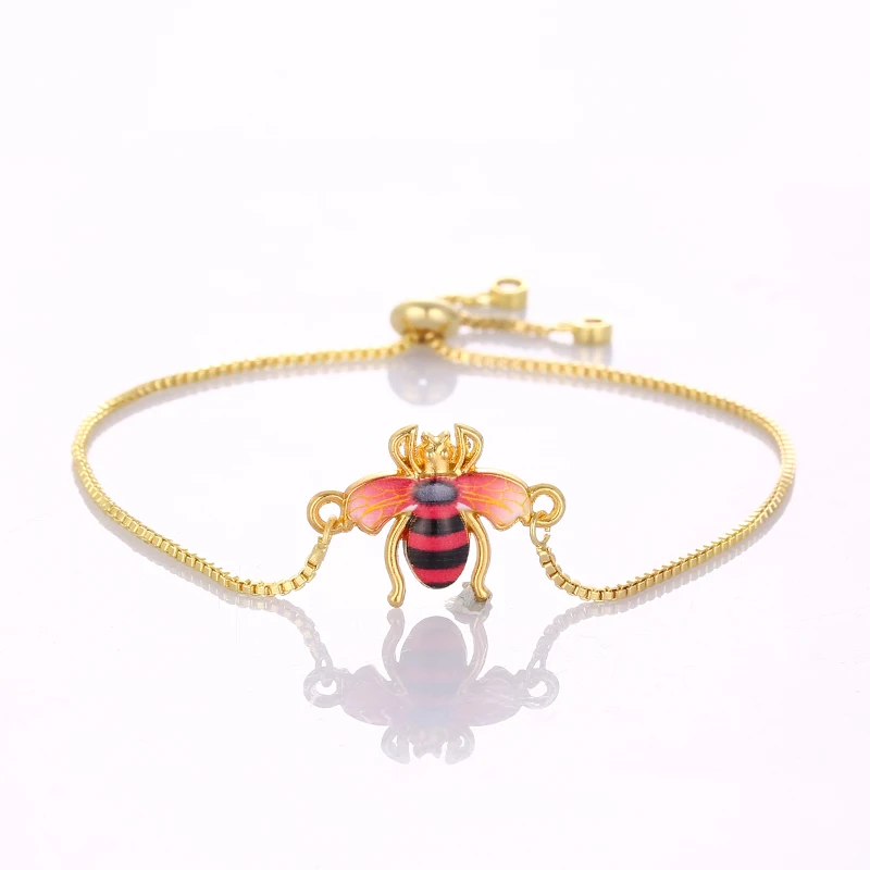 Очаровательный женский браслет в виде пчелы Золотая цепочка с принтом