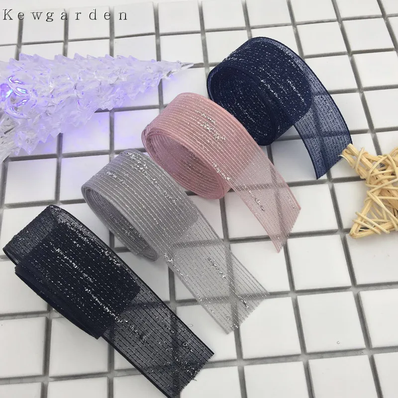 Лента из серебристой проволочной пряжи 25 мм 2 5 см|satin ribbon|ribbon diyyarn ribbon |