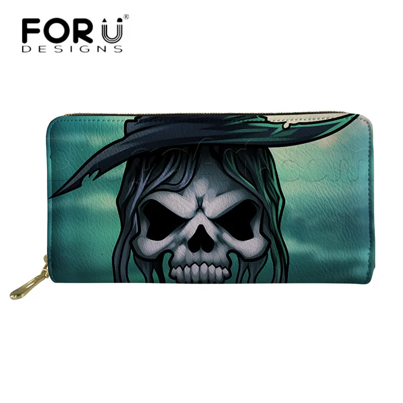 FORUDESIGNS/модные женские роскошные кошельки с 3D принтом черепа для девочек; повседневные женские чехлы-держатель для карт; водонепроницаемые дорожные сумки для телефонов; Bolsa - Цвет: H2830Z21