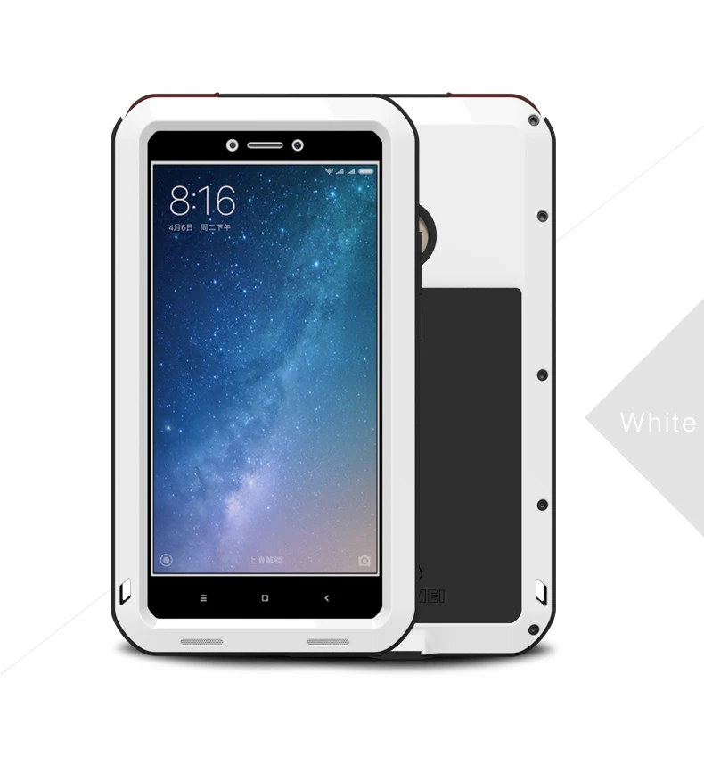 Белый Бренд Love Mei чехол для Xiaomi Mi Max 2 металлический противоударный чехол для телефона для Xiaomi Mi Max 3 Max 2 защитный противоударный чехол прочный Чехол - Цвет: Белый