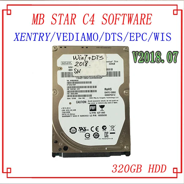 HDD with software Качество mb star C4/C5,07 новейшее полное программное обеспечение с 320 Гб HDD/SSD 07/ V Xentry/DTS/veдиамо MB SD Подключение 4 программного обеспечения - Цвет: HDD with software