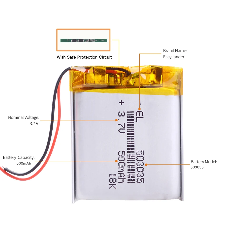 503035 3 7 v 500mah 453035 литиевая полимерная аккумуляторная батарея для записи видео