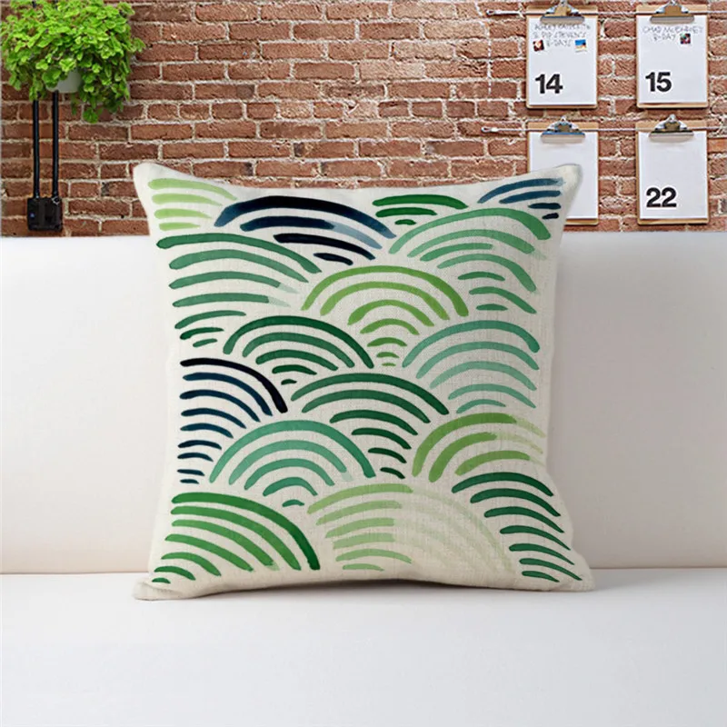 wholesale gift pillow cover Green tropical fern ripples stripe party decorative cushion car home sofa Decor case | Дом и сад