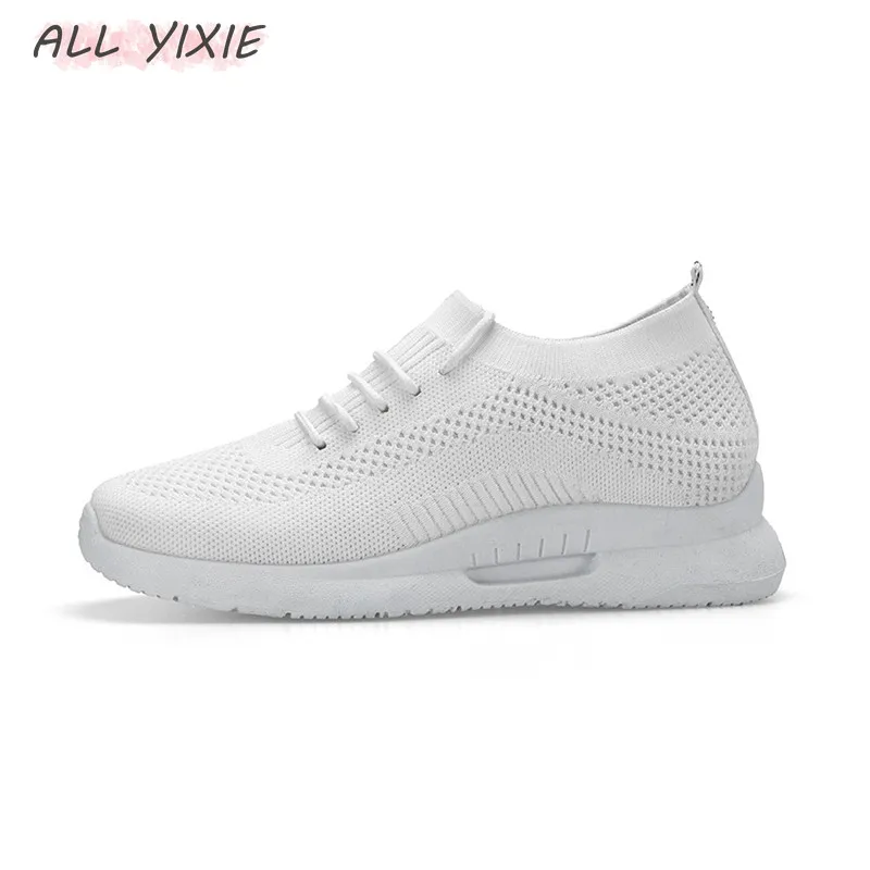 Все YIXIE 2019 новые женские кроссовки на платформе модные летние сетчатые дышащие