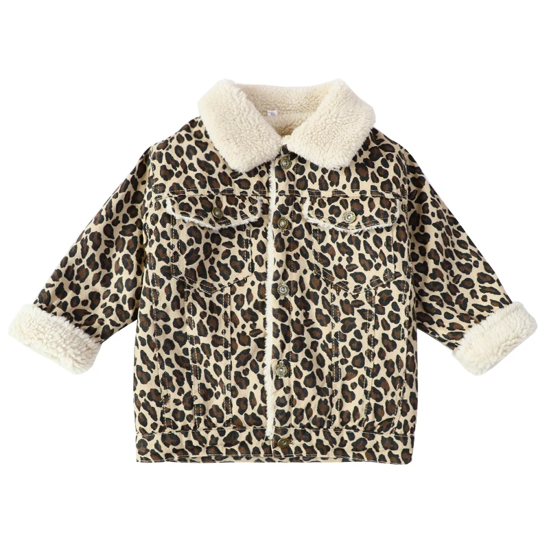 Girls leopard coat children's wear 2018 autumn and winter new fashion children plus velvet thick baby tide | Детская одежда и