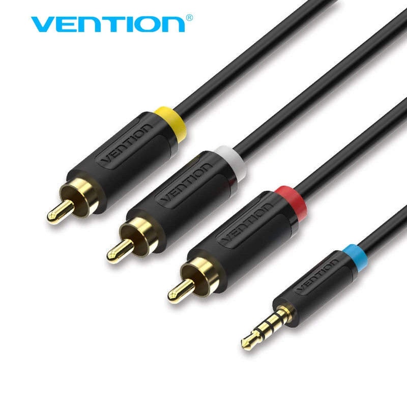 Vention-Adaptador de Cable de Audio de 3,5mm a 3 RCA, 1,5 m/2m de alta calidad, conector macho a macho, Cable auxiliar para Android, TV, caja, altavoz, Ipod 1to3