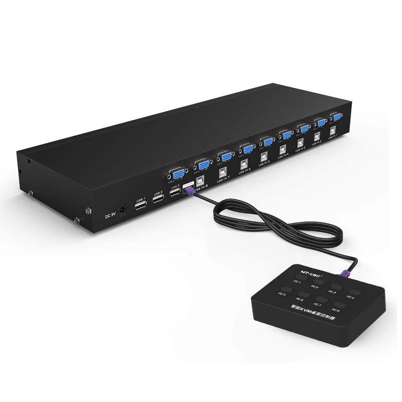 8 портов KVM переключатель VGA USB Ручной Keypress с проводным дистанционным