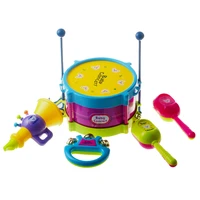 5 set multi color baby hand held musical toys jazz drum whistle set kids knocking ring the bell baby gift learning tools