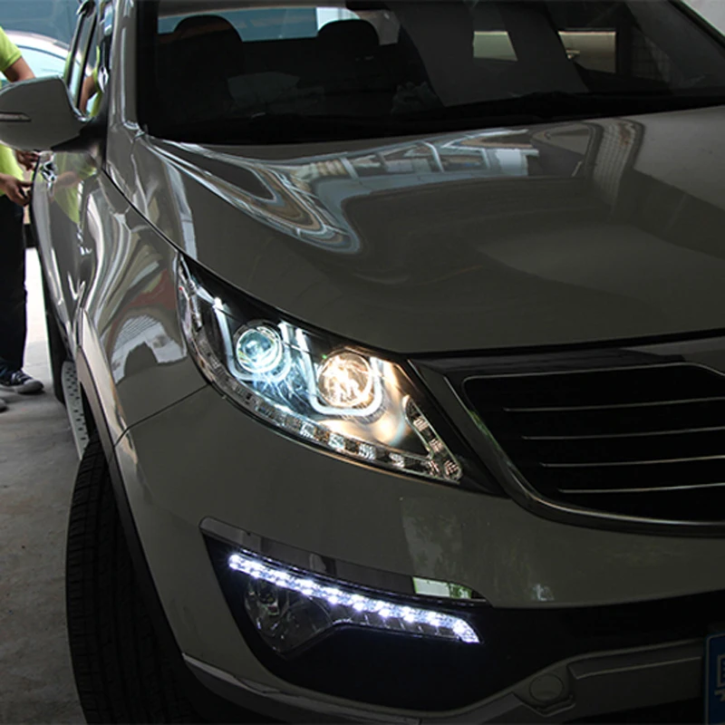 Передняя лампа для KIA Sportage R светодиодный фары 2011 2012 2013 двойной U фары светодиодный проектор