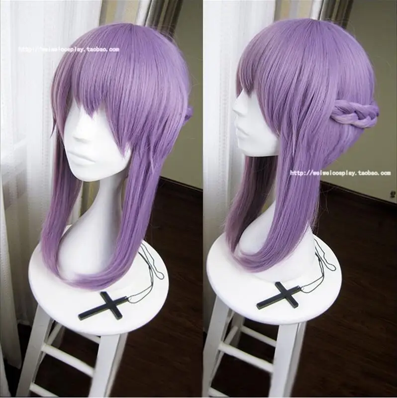 Парики для косплея аниме Owari no Seraph Of The End Shinoa Hiragi короткие фиолетовые плетеные