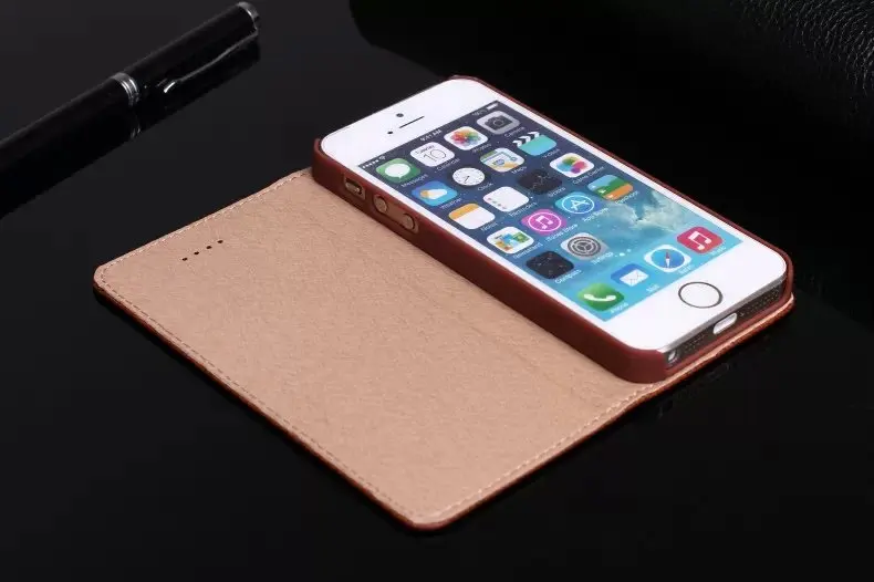 Solque Чехол-книжка из натуральной кожи для iPhone 5SE SE 5S 5, роскошный Магнитный смарт-чехол с подставкой, тонкий чехол для iPhone SE Litchi
