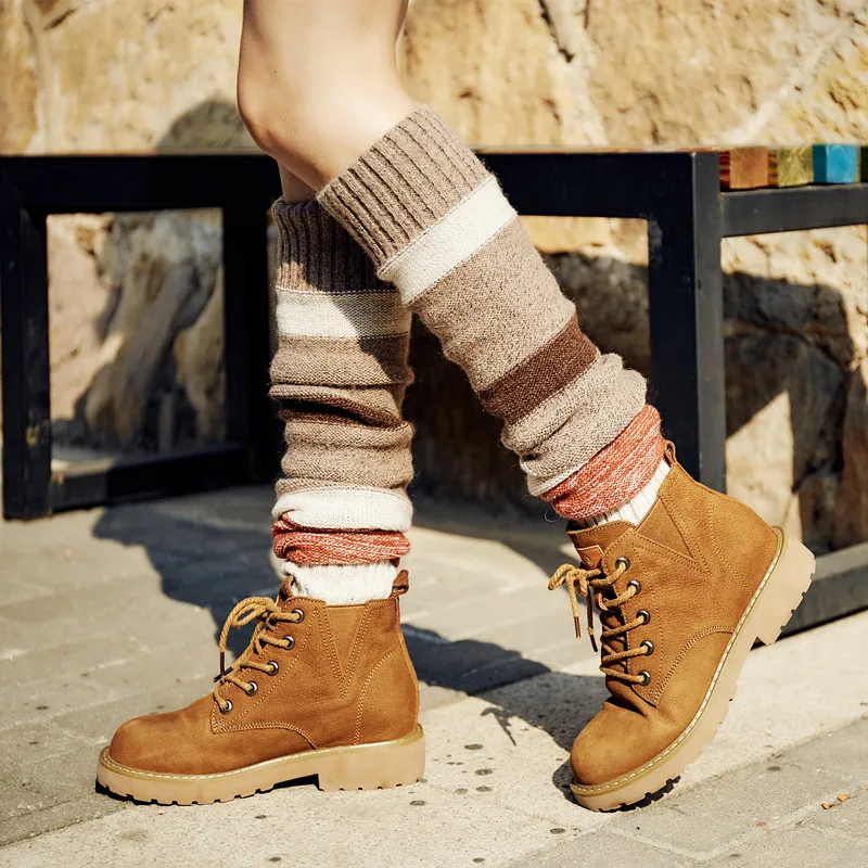 Tapados Mujer Invierno теплые гетры женские танцевальные носки аксессуары для балета Jambiere Chaussette полосатые облегающие повязки