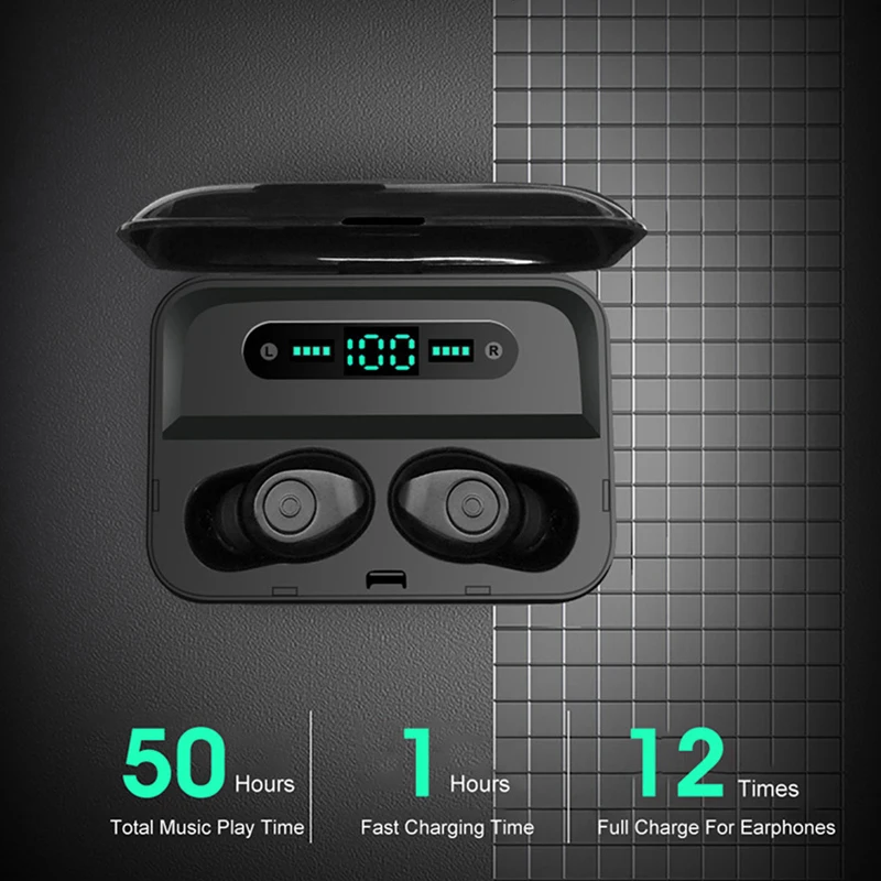 Bluetooth 5,0 TWS наушники со светодиодный дисплеем power Bank держатель для телефона водонепроницаемые спортивные музыкальные настоящие беспроводные наушники мини-гарнитуры