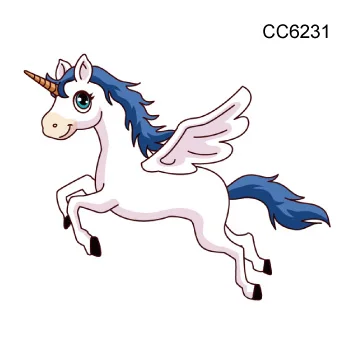 CC6231 Мультфильм тату Единорог для детей милый лошадь собака олень поддельные татуаж детей временные водостойкий боди-арт татуировки стикер - Цвет: CC6231