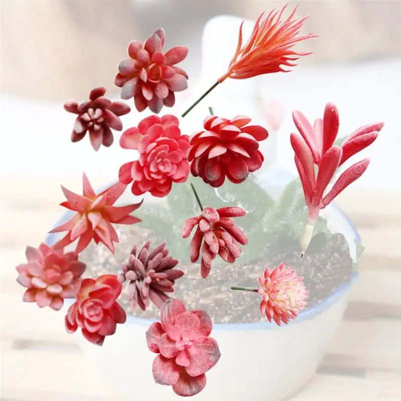 FunPa 12 шт. искусственные мясистые растения модные Ассорти типов DIY Искусственные растения искусственные суккулентные украшения для дома