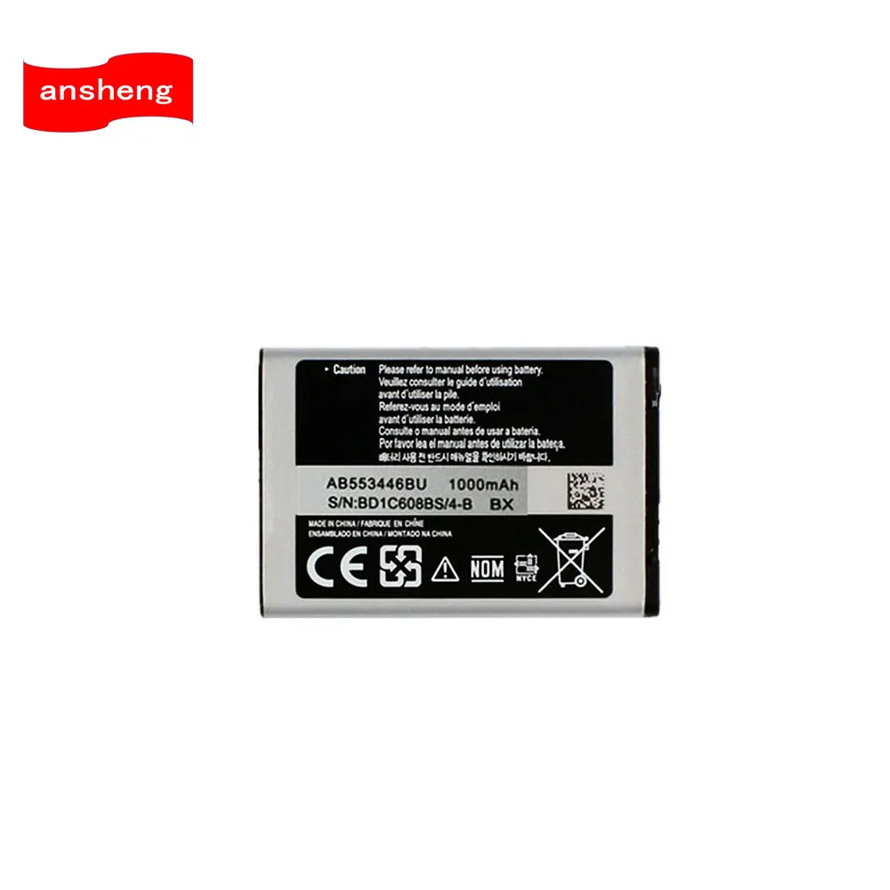 Высококачественный аккумулятор 1000 мАч AB553446BU для Samsung E2652 C3300 C3300K E2120 E3300 S5150 M3200 B100 L250 L258 M628 W539 X989