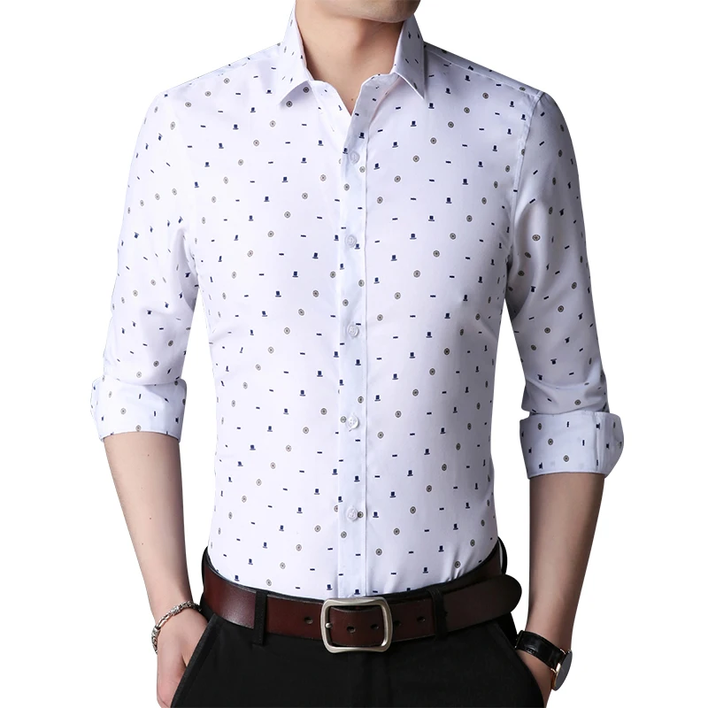 2018 Для Мужчин's Рубашки для мальчиков мужчин Slim Fit печати Camisa masculina Smart