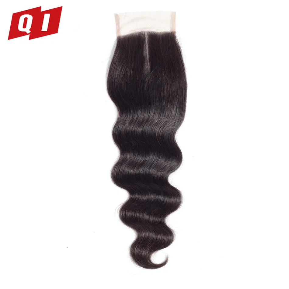 QI Hair Body Wave Brazilian 100% Human Bundles Natural Color 3 With Lace Closure Non Remy Extension | Шиньоны и парики