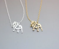 10pcslot fashion tiny bulldog necklaces pendants animal for women jewelry collier femme
