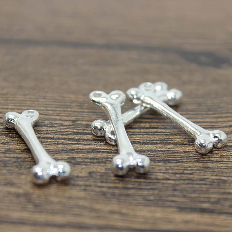 10 шт -- Bone charm 31x9x4 мм Яркий Серебряный тон Femur 2 сторонние Подвески Подвеска |