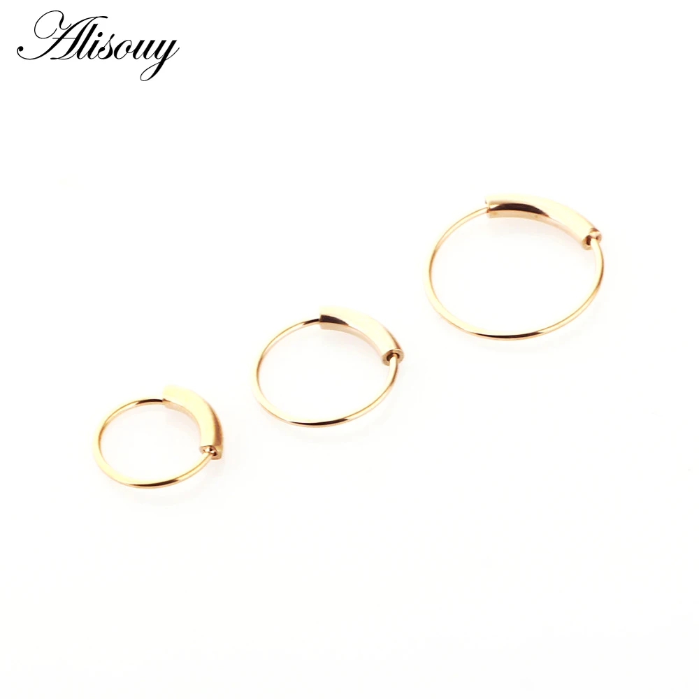 Rose Gold Alisouy 1 шт. 22 г 6/8/10 мм Сталь откидной кликер круг кольцо для пирсинга носа кольцо обруч губ уха кольцо ювелирное изделие для тела Пирсинг в качестве подарка - Окраска металла: Rose Gold