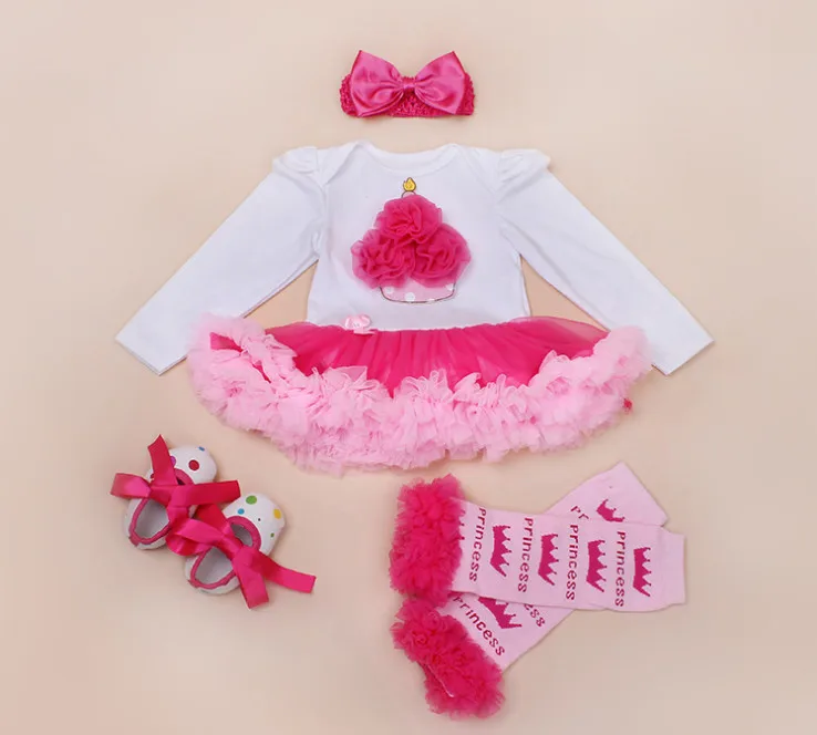 Hot Sale Baby Girl Clothing Sets Cute Long Sleeve Cupcake Rompers Tutu Dress Jumpsuit For Infant Kids Children Birthday Costumes