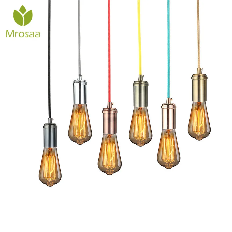 

Mrosaa 4.5m AC 110V-220V Edison Lamp Holder Creative Antique Edison Lamp Shade Adjustable DIY Ceiling E27 Retro Pendant Light