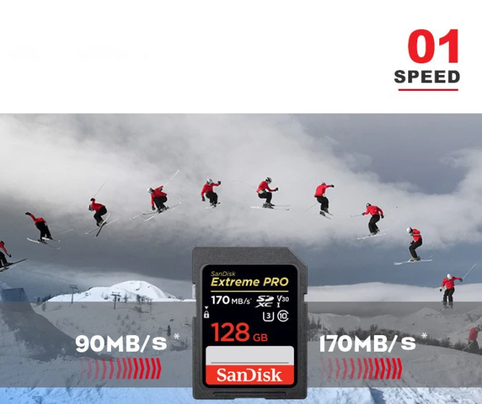 Двойной флеш-накопитель SanDisk sd карты 128 г 256 SDXC/SDHC до 170 МБ/с. sd card 64 Гб оперативной памяти, 32 Гб встроенной памяти, C10 U3 V30 UHS-I cartao de memoria флеш-карта для Камера