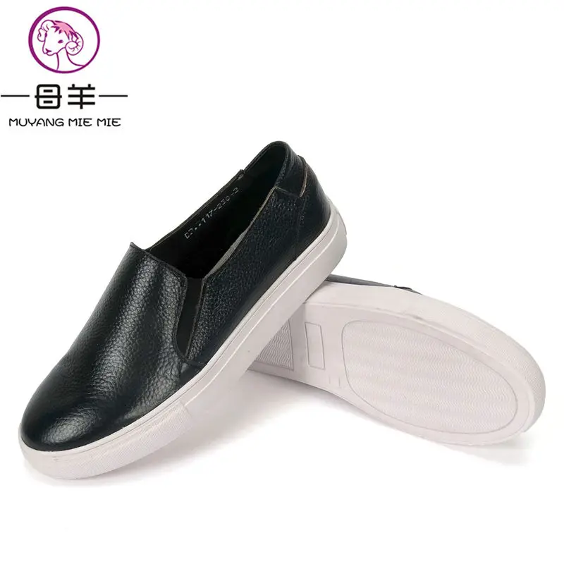 

Spring And Autumn Women Shoes Genuine Leather Platform Shoes Woman Loafers Casual Flat Round Toe Single Shoes Women Flats