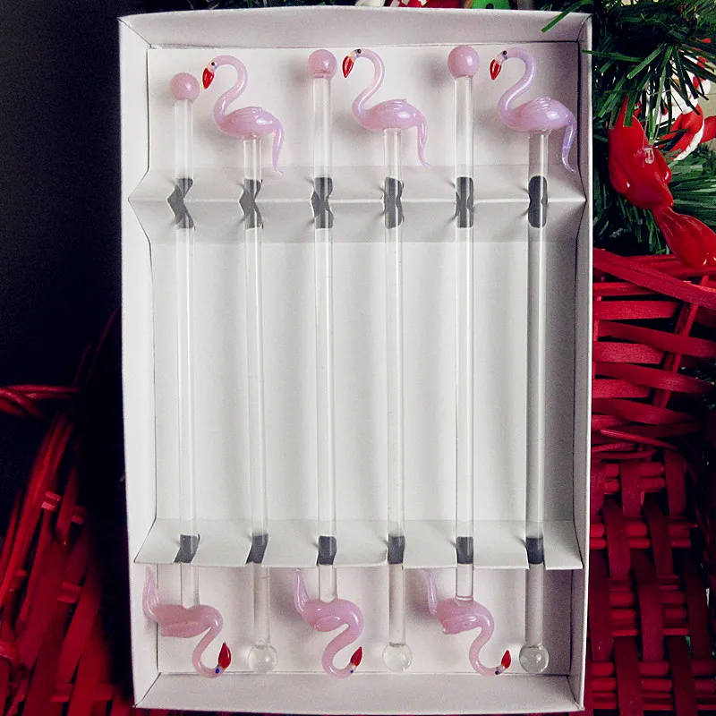 6 шт. винтажная стеклянная палочка с мордочкой для коктейлей многоцветная