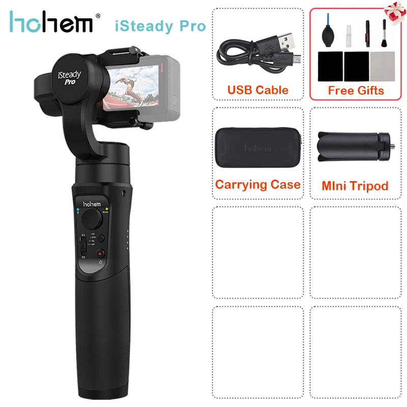 Hohem iSteady Pro/Pro2 ручной шарнирный стабилизатор для камеры GoPro встроенный Батарея для экшн-Камеры GoPro Hero 7 black/6/5/4 Для sony RX0/SJCAM экшн Камера - Цвет: iSteady Pro
