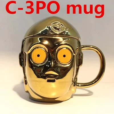 C-3PO ULKNN Star Wars кружка BB-8 C-3PO 3D чашка для кофе с крышкой с ложкой высокотемпературное производство керамика подарок для детей - Цвет: C-3PO