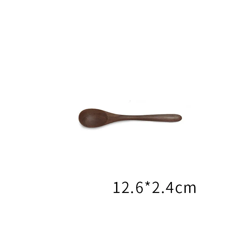 JJ144412.6x2.4CM Новейший черный орех кофе медовые ложки деревянный японский стиль перемешать длинный Совок большая суповая рисовая ложка, кухонная посуда - Цвет: JJ144412.6x2.4CM
