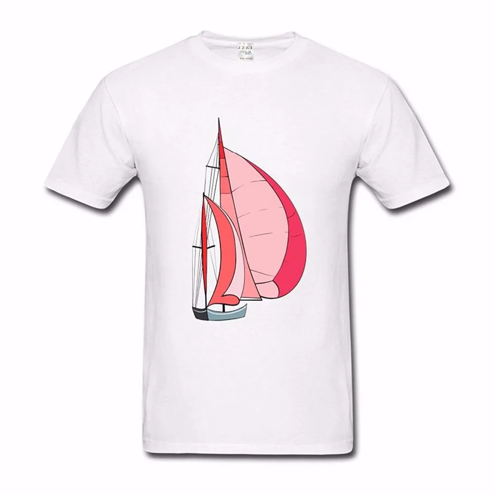 Мужская спортивная футболка с красным парусом коротким рукавом и принтом