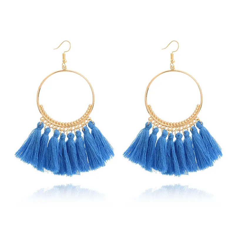 Bohemian Ethnic Big Tassel Earrings Fringed Circle Ring Dangle Drop Earring Ear Jewelry For Women | Украшения и аксессуары