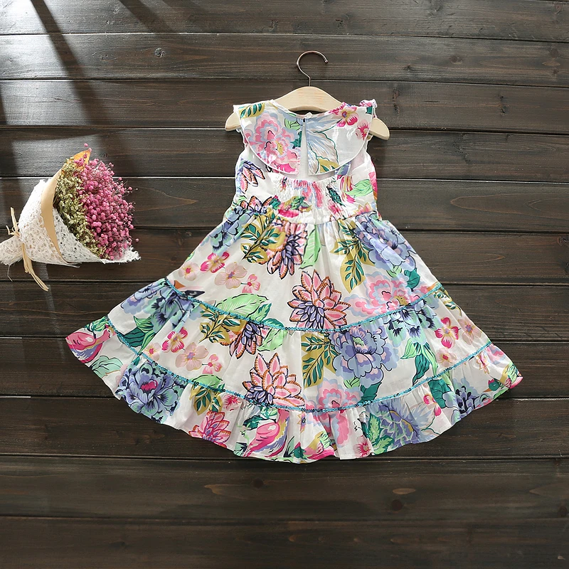 2017 New Baby Girls Summer Printed Cotton Dresses Princess Kids Sweet Dazzel Dress 8 pcs/lot Wholesale |