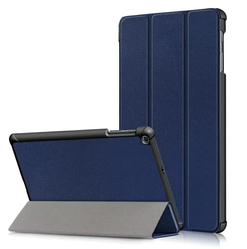 Dark Blue Для Samsung Galaxy Tab 10,1 T510 T515 Бизнес окрашенные сна Wakup ПУ тонкий кожаный книга флип чехол - Цвет: Dark Blue