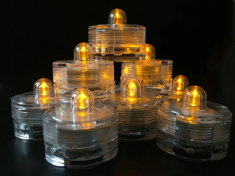 20pcs Battery operated Led tea light Submersible Waterproof candle lamp Wedding Party Flameless home vase floralytes decor-AMBER | Дом и сад