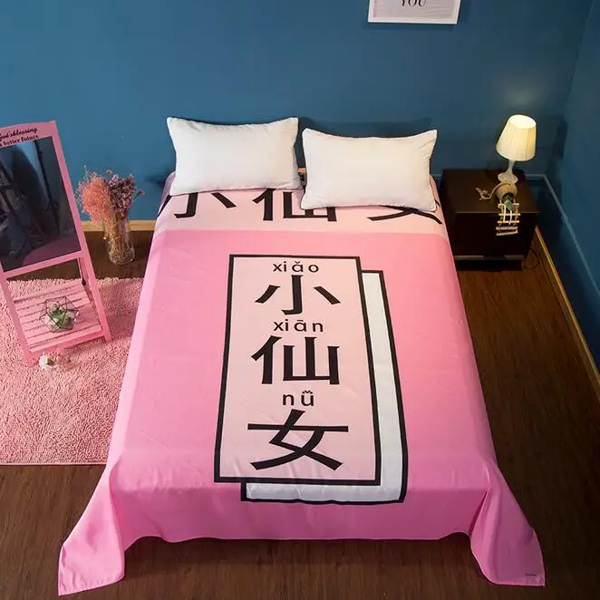 12 Kawaii Bed Sheets Japanese Anime Chibi Maruko Umaru Chan Cat Chinese Characters Printed Dorm Textile Twin Full Queen King Size - Цвет: 12