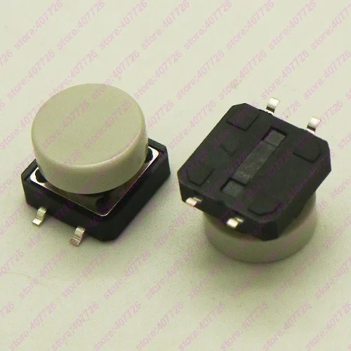 SMT ADD GREY CAP 10 шт. 12X12 мм H = 9,8 мм с круглым колпачком мгновенная тактильная Кнопка 4PIN SMT/DIP тактовый переключатель кнопочный переключатель микроклавишная кнопка - Цвет: SMT ADD GREY CAP