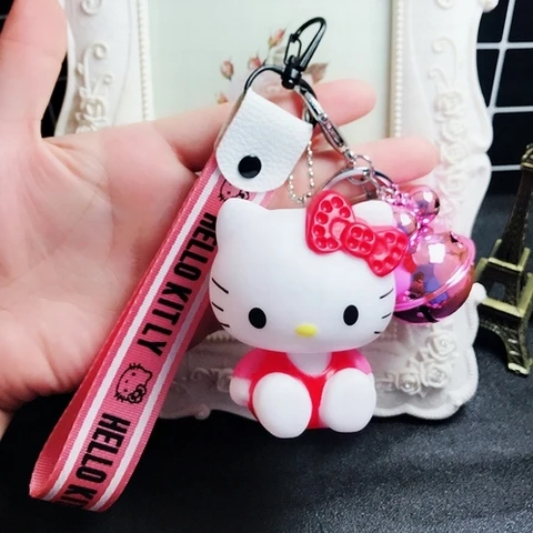 13 Милый мультяшный брелок hello kitty из кроличьего меха с помпонами и помпонами, брелок для женщин с кожаным ремешком и металлическим кольцом для ключей, брелок для автомобильных сумок D118 - Цвет: 13