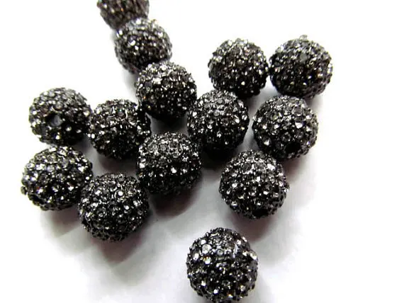 Wholesale 100pcs 6-14mm Bling Micro Pave Crystal craft Ball beads Hematite Black AB mystic Findings Round charm | Украшения и