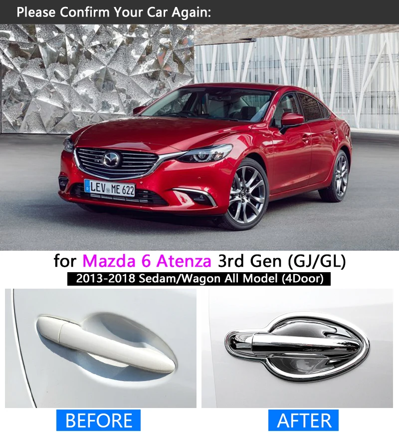Chrome Handle Cover Trim Set for Mazda 6 GJ GL 2013 2014 2015 2016 2017 2018 2019 Atenza Sedan Wagon Car Accessories Stickers | Автомобили