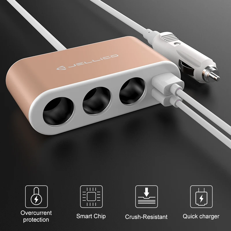 Jellico 3 1 а прикуривателя и 2 USB быстрой зарядки для Iphone X 8 7 Plus Samsung S9 S8 мобильных