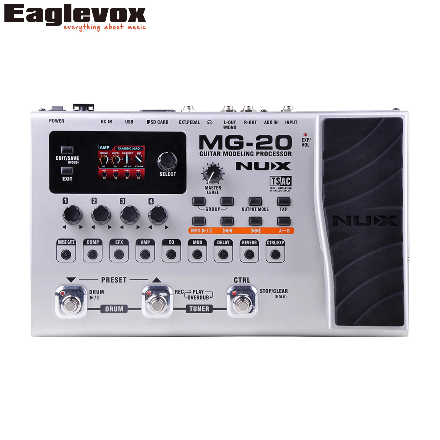 NUX MG 20 гитара моделирование Pattern процессор барабан Педальный переключатель Solo