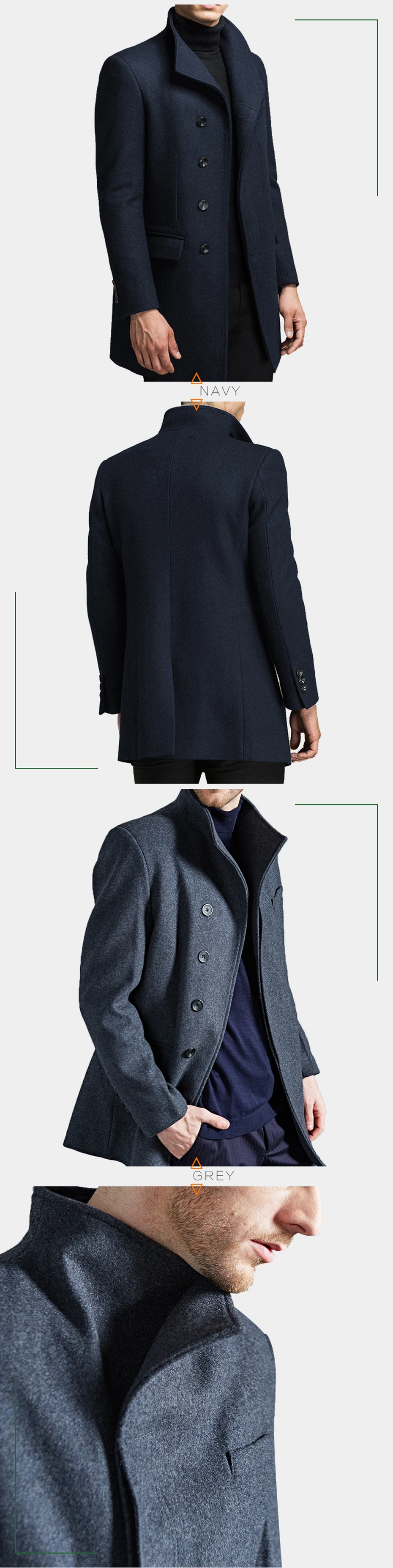 Holyrising Casaco Masculino Inverno утолщенное шерстяное пальто для мужчин с отложным воротником пальто на одной пуговице шерстяная куртка для мужчин 18402-5