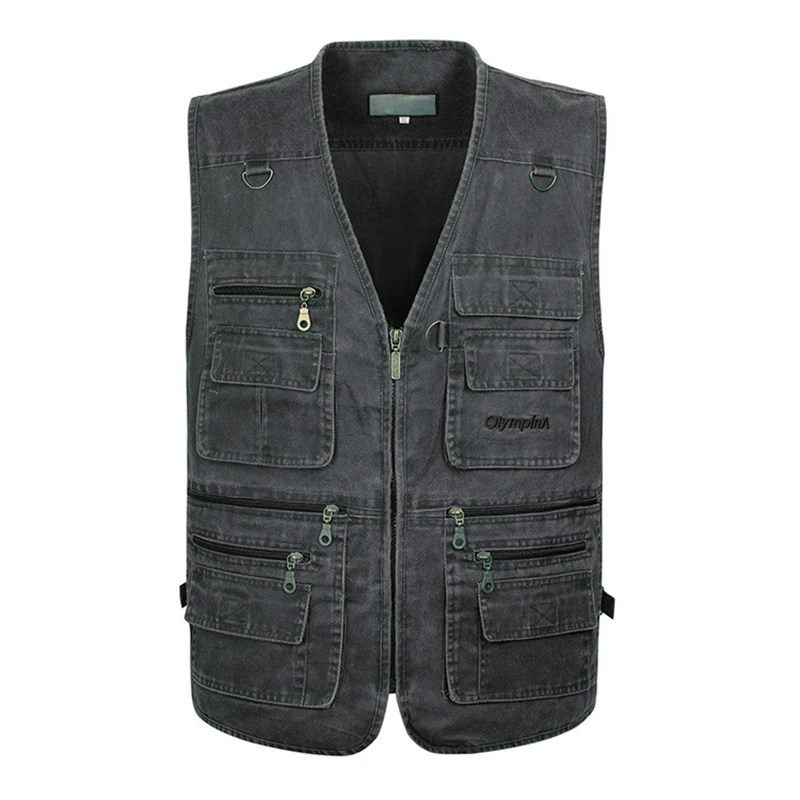 Fishing Vest Men Sleeveless Jacket Work Vests Outdoors With Many 16 Pockets Multi Pocket Photograph Waistcoat L-6XL 7XL | Мужская одежда