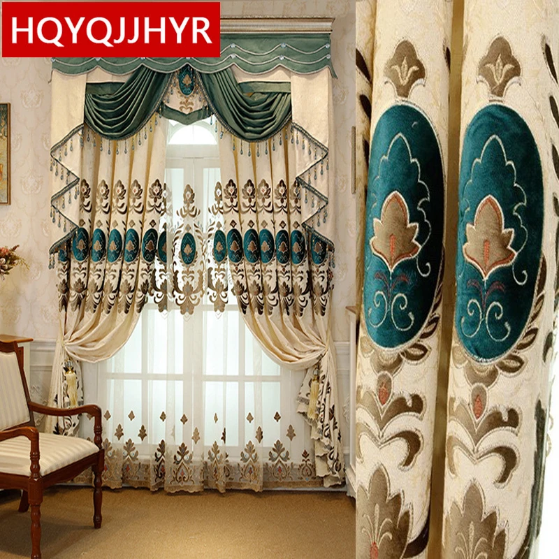 Европейская роскошная Высококачественная вышитая затемненная занавеска s с